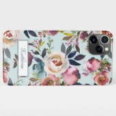  Waterverf Dusty Green Pink Floral genaamd iPhone Hoesje (Achterkant horizontaal)