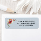 Waterverf Dusty Grey Blush Peach Floral Wedding Etiket (Insitu)