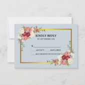 Waterverf Dusty Grey Gold Blush Peach Floral RSVP (Voorkant)