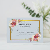 Waterverf Dusty Grey Gold Blush Peach Floral RSVP (Staand voorkant)