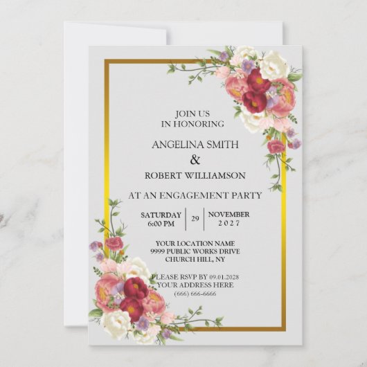 Waterverf Dusty Grey Gold Blush Peach Weddenschap Kaart (Voorkant)