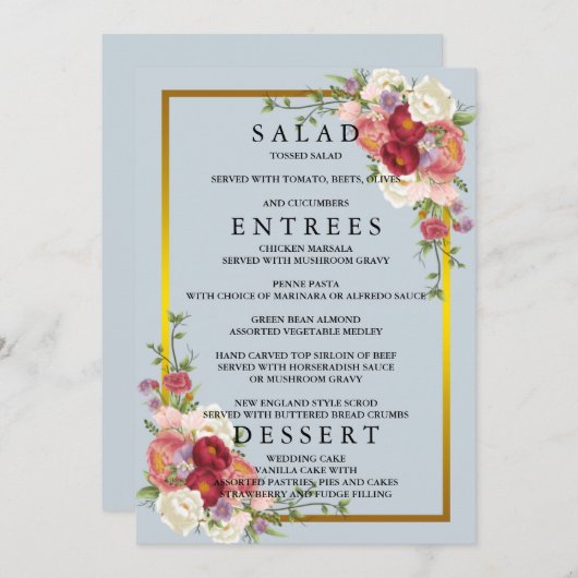 Waterverf Dusty Grey Gold Blush Peach Weddenschap Menu (Voorkant / Achterkant)