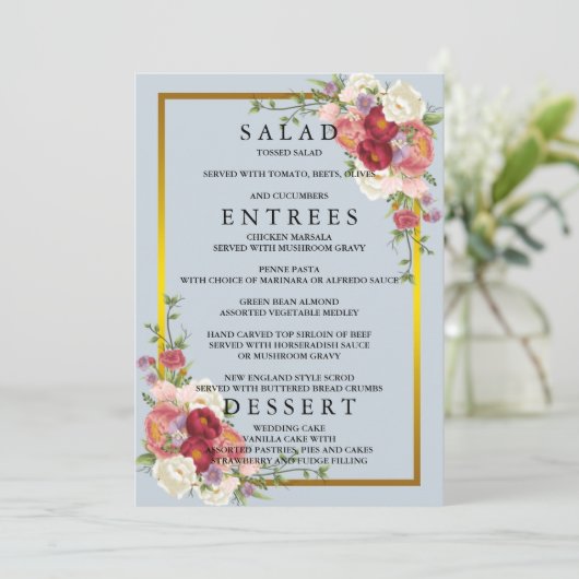 Waterverf Dusty Grey Gold Blush Peach Weddenschap Menu (Staand voorkant)