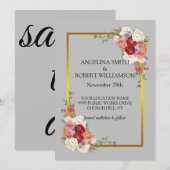 Waterverf Dusty Grey Gold Blush Peach Wedding Sav Save The Date (Voorkant / Achterkant)