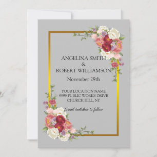 Waterverf Dusty Grey Gold Blush Peach Wedding Sav Save The Date
