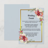 Waterverf Dusty Grey Gold Peach Floral Wedding Informatiekaartje (Voorkant / Achterkant)