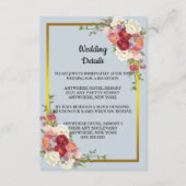 Waterverf Dusty Grey Gold Peach Floral Wedding Informatiekaartje (Voorkant)