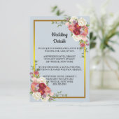 Waterverf Dusty Grey Gold Peach Floral Wedding Informatiekaartje (Staand voorkant)