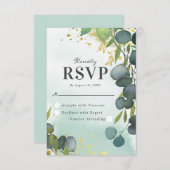 Waterverf Dusty Groen Goud Bruiloft RSVP (Voorkant / Achterkant)