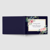 Waterverf Dusty Navy Gold Blush Peach Wedding Gue Gastenboek (Volledig)
