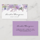 Waterverf Dusty Paars Floral Garland Script Visitekaartje (Voorkant / Achterkant)