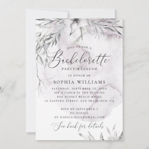 Waterverf dusty paarse floral bachelorette kaart