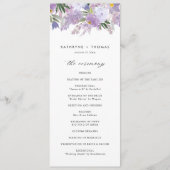 Waterverf Dusty Purple Flowers Wedding Ceremony Programmakaart (Voorkant)