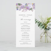 Waterverf Dusty Purple Flowers Wedding Ceremony Programmakaart (Staand voorkant)