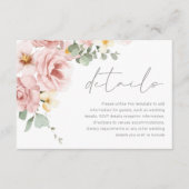 Waterverf Dusty Roos bruiloft details Informatiekaartje (Voorkant)