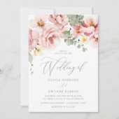 Waterverf Dusty Roos Bruiloft Kaart (Voorkant)