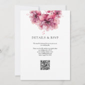 Waterverf Dusty Roos Floral QR Code Bruiloft Kaart (Achterkant)