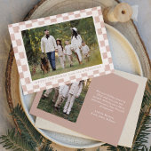 Waterverf Dusty Roos Gingham Kerstfoto Feestdagenkaart