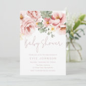 Waterverf Dusty Roos Mooi Baby shower Kaart (Staand voorkant)