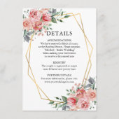 Waterverf Dusty Roos Roze Bloemen Bruiloft DETAILS Informatiekaartje (Voorkant)