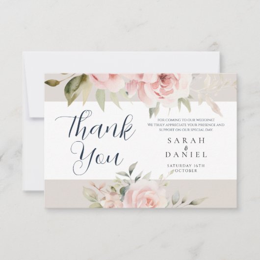 Waterverf Dusty Roos Roze bruiloft Welkom Bedankkaart (Voorkant)