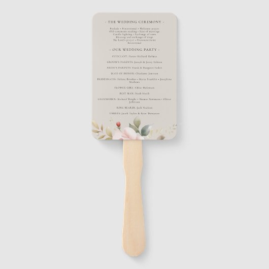 Waterverf Dusty Roos Roze Trouwprogramma's Handwaaier (Achterkant)