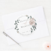 Waterverf Dusty Roos Silver Lijst Ronde Sticker (Envelop)