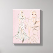 Waterverf Dusty Roos Vogue Mode Model Canvas Afdruk (Voorkant)