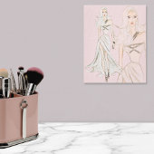 Waterverf Dusty Roos Vogue Mode Model Canvas Afdruk