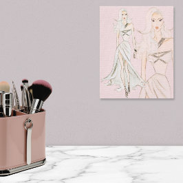 Waterverf Dusty Roos Vogue Mode Model Canvas Afdruk