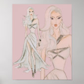 Waterverf Dusty Roos Vogue Mode Model Poster (Voorkant)