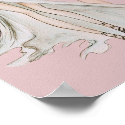 Waterverf Dusty Roos Vogue Mode Model Poster (Hoek)