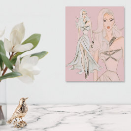 Waterverf Dusty Roos Vogue Mode Model Poster