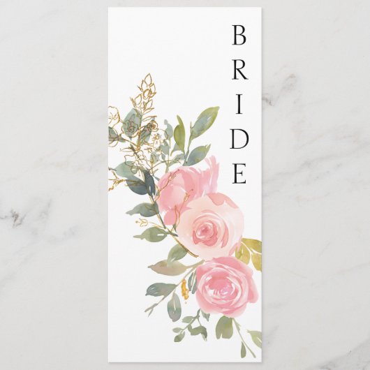 Waterverf Duw Blush Roze afstempelteken Menu (Voorkant)