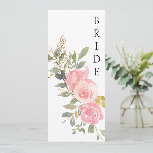 Waterverf Duw Blush Roze afstempelteken Menu (Staand voorkant)