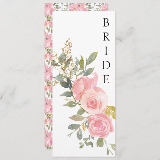 Waterverf Duw Blush Roze afstempelteken Menu (Voorkant / Achterkant)