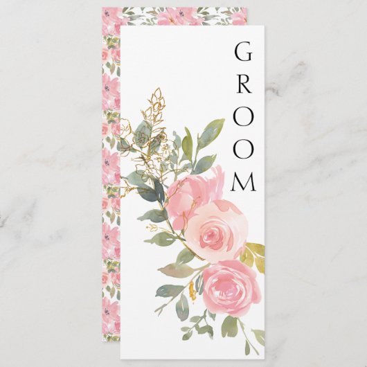 Waterverf Duw Blush Roze afstempelteken Menu (Voorkant / Achterkant)