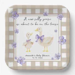 Waterverf Dwaze Gans Baby Shower Papieren Bordje