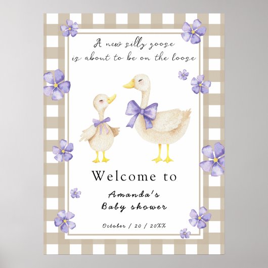 Waterverf Dwaze Gans Baby Shower Poster (Voorkant)