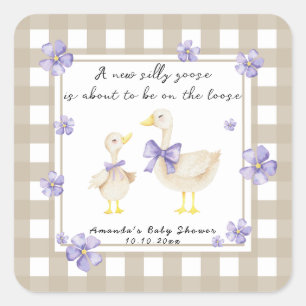 Waterverf Dwaze Gans Baby Shower  Vierkante Sticker