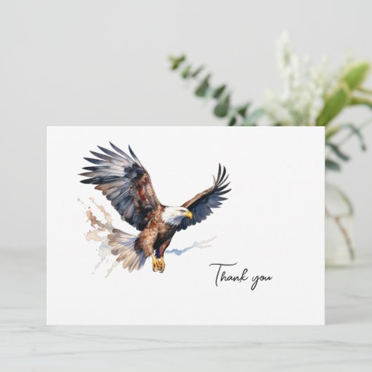 Waterverf Eagle begrafenis Dank u Bedankkaart (Staand voorkant)