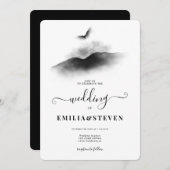 Waterverf Eagle Mountains Black White Wedding Kaart (Voorkant / Achterkant)