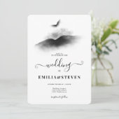 Waterverf Eagle Mountains Black White Wedding Kaart (Staand voorkant)