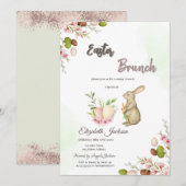 Waterverf Eags Bunny Easter Brunch & Bubbly Kaart (Voorkant / Achterkant)