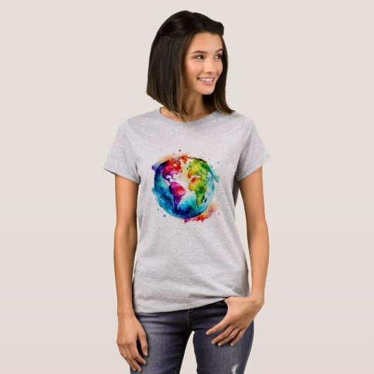 Waterverf Earth T-shirt (Voorkant volledig)