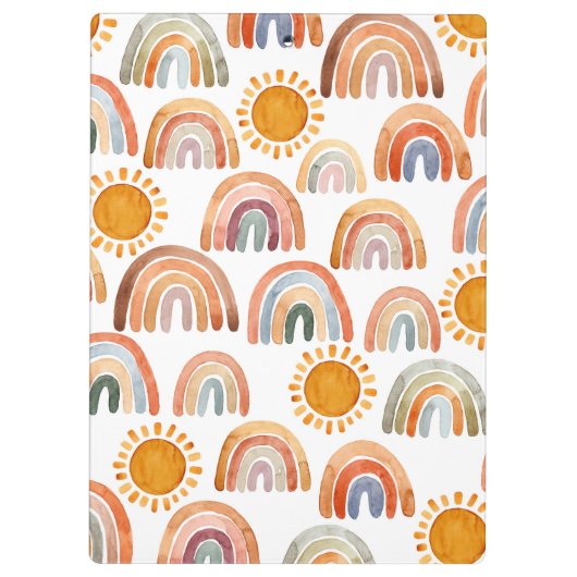 Waterverf Earthy Modern Boho Rainbow Name Klembord (Achterkant)