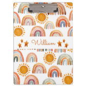 Waterverf Earthy Modern Boho Rainbow Name Klembord (Voorkant)