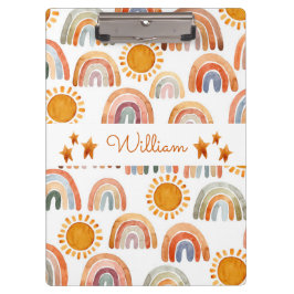 Waterverf Earthy Modern Boho Rainbow Name Klembord