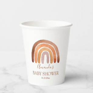 Waterverf Earthy Tone Boho Rainbow Baby shower  Papieren Bekers