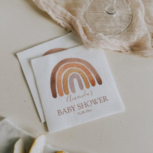 Waterverf Earthy Tone Boho Rainbow Baby shower Servet